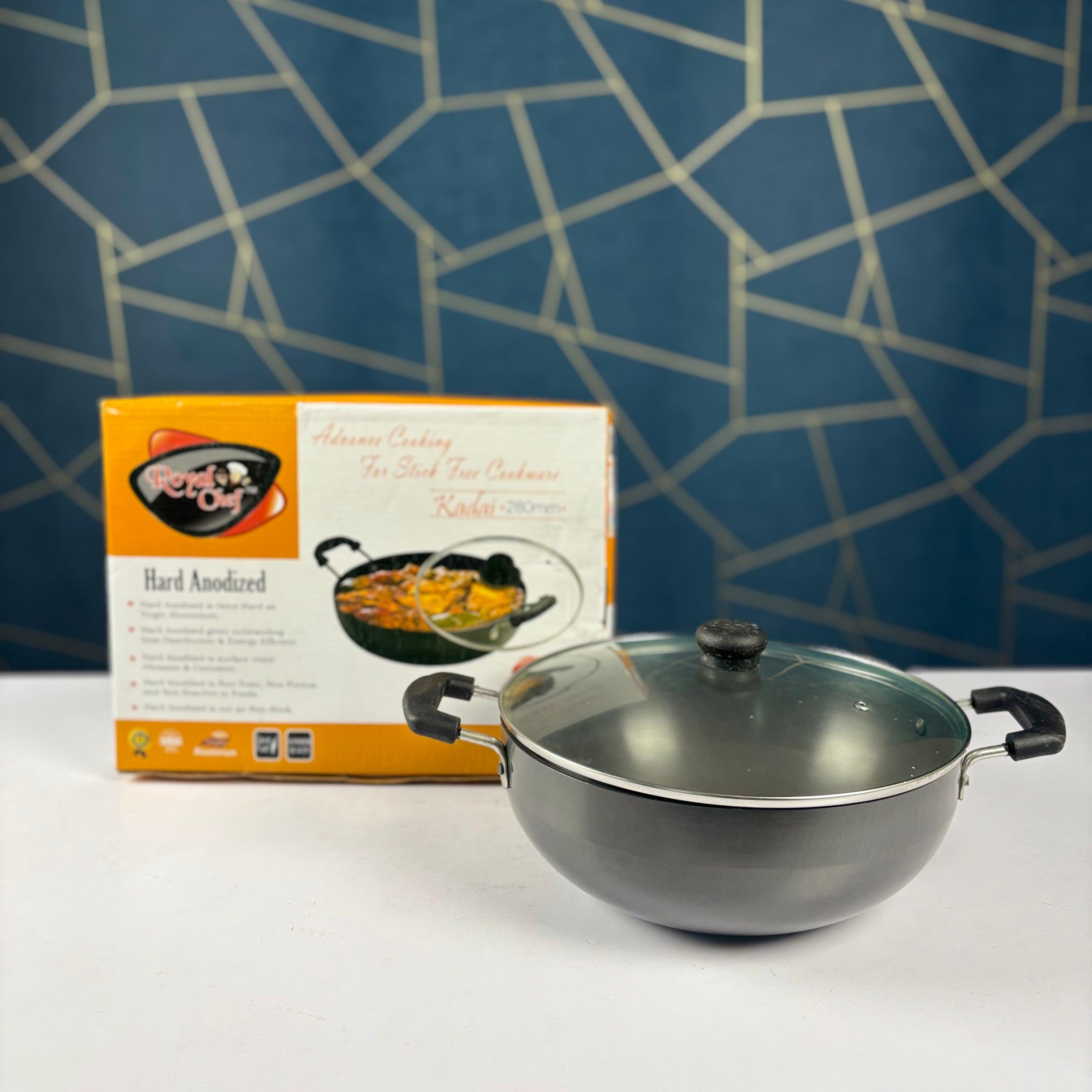 Royal Chef Hard Anodized Karai with Lid 240 MM