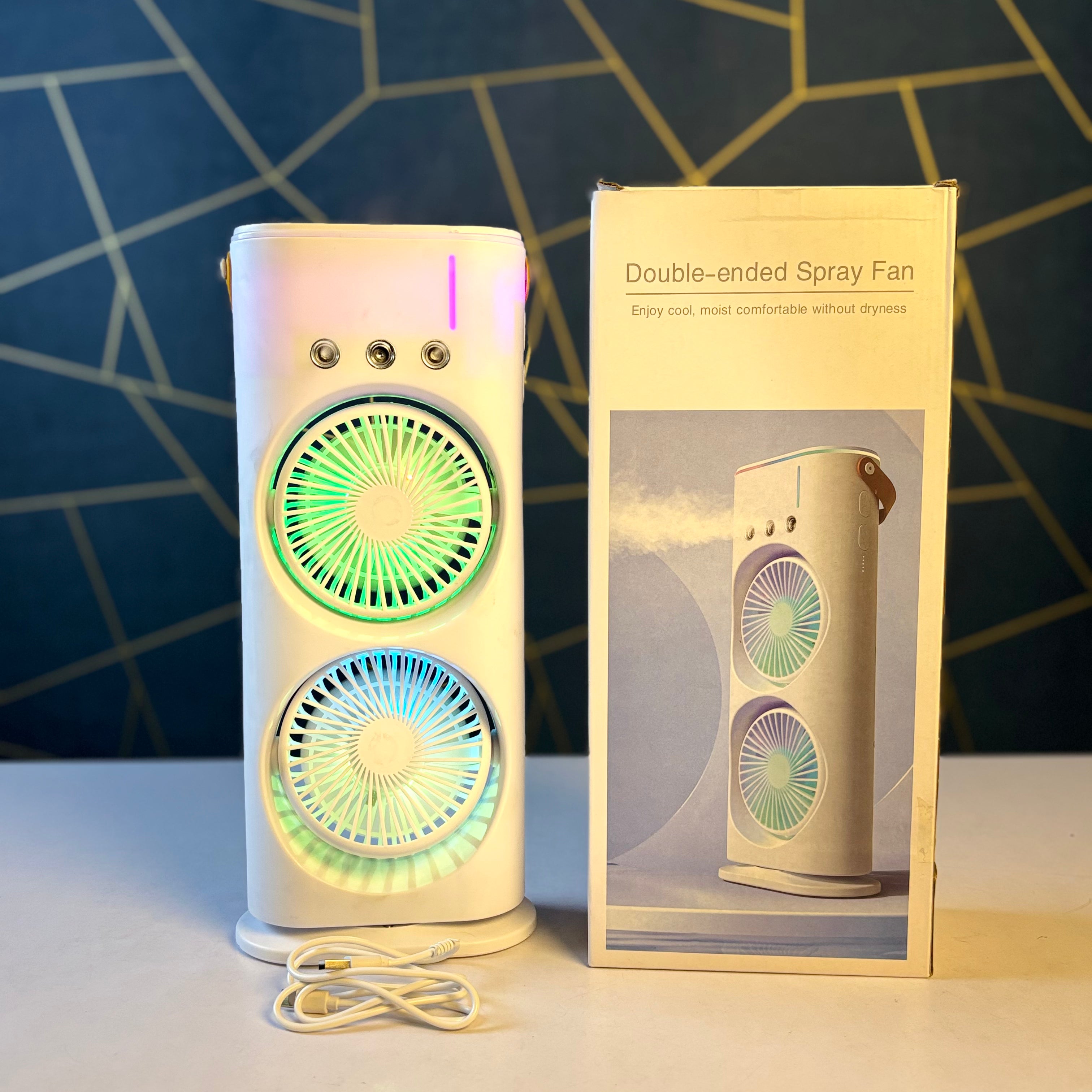 Rechargeable Remote Control Double Head Spray Cooling Fan