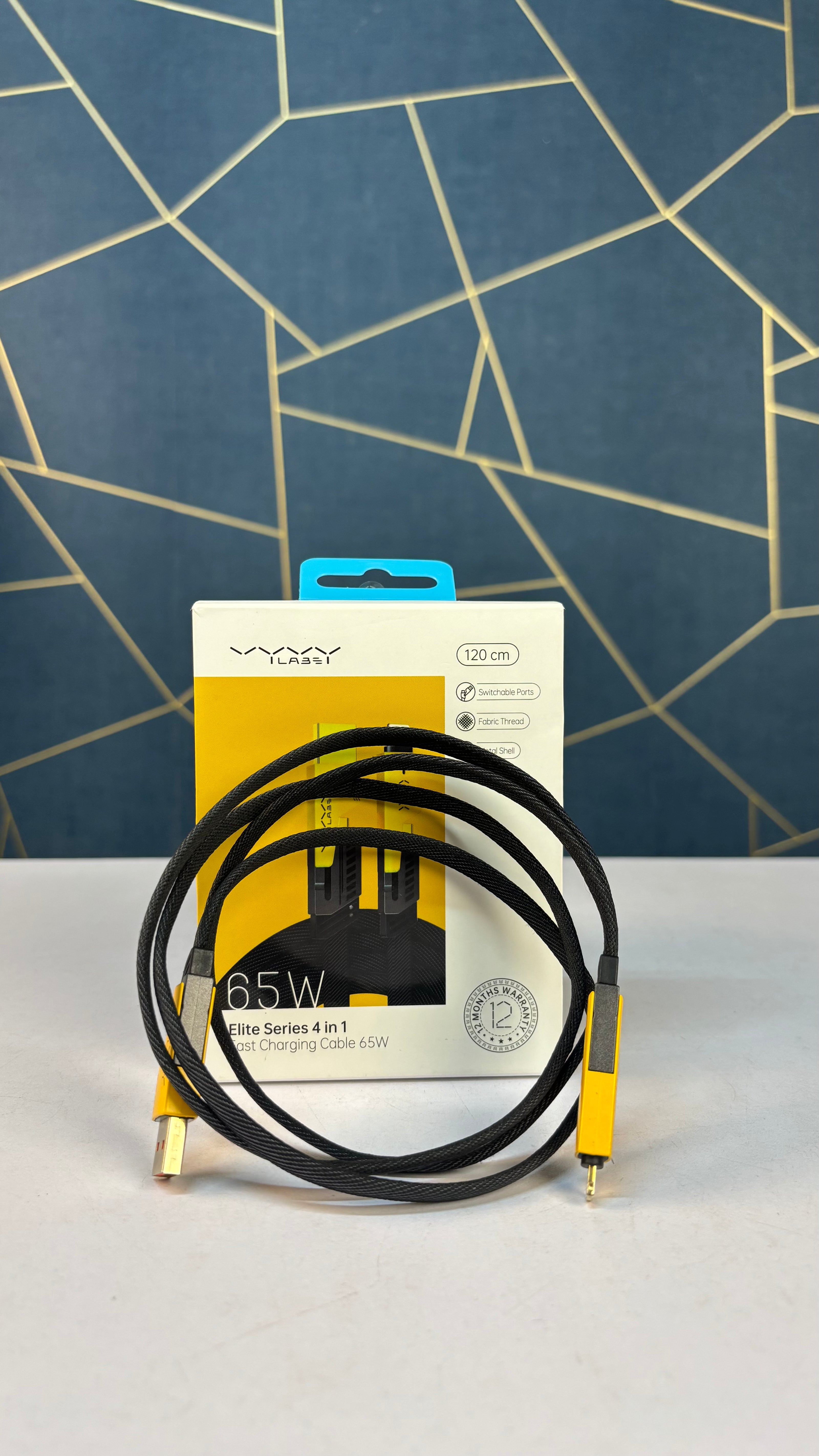 Vyvylabs Elite Series VCSHY65 – 4-in-1 Turbo Fast Charging Cable (1.2m, 65W)