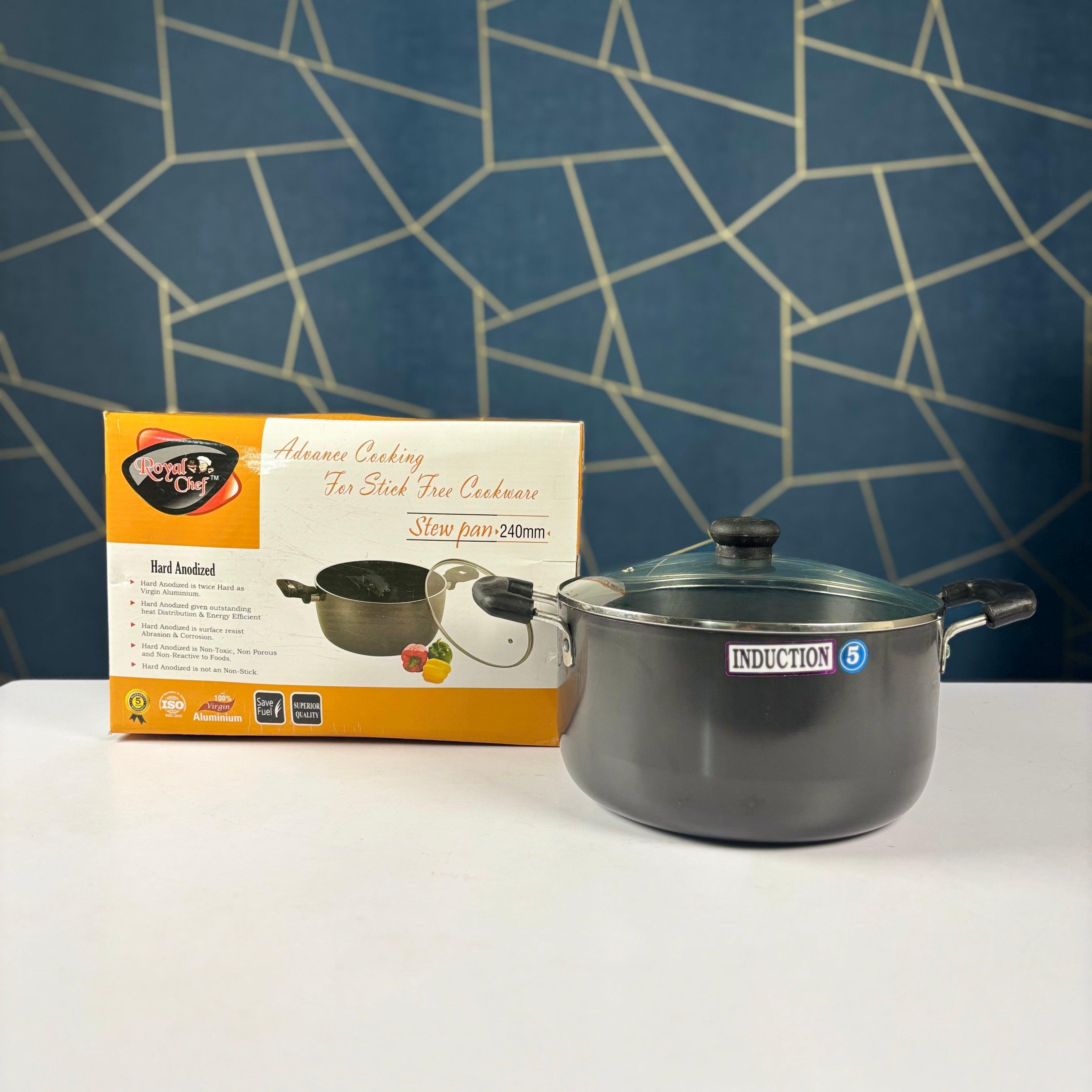 Royal Chef Hard Anodized Stew Pan with Lid 240MM
