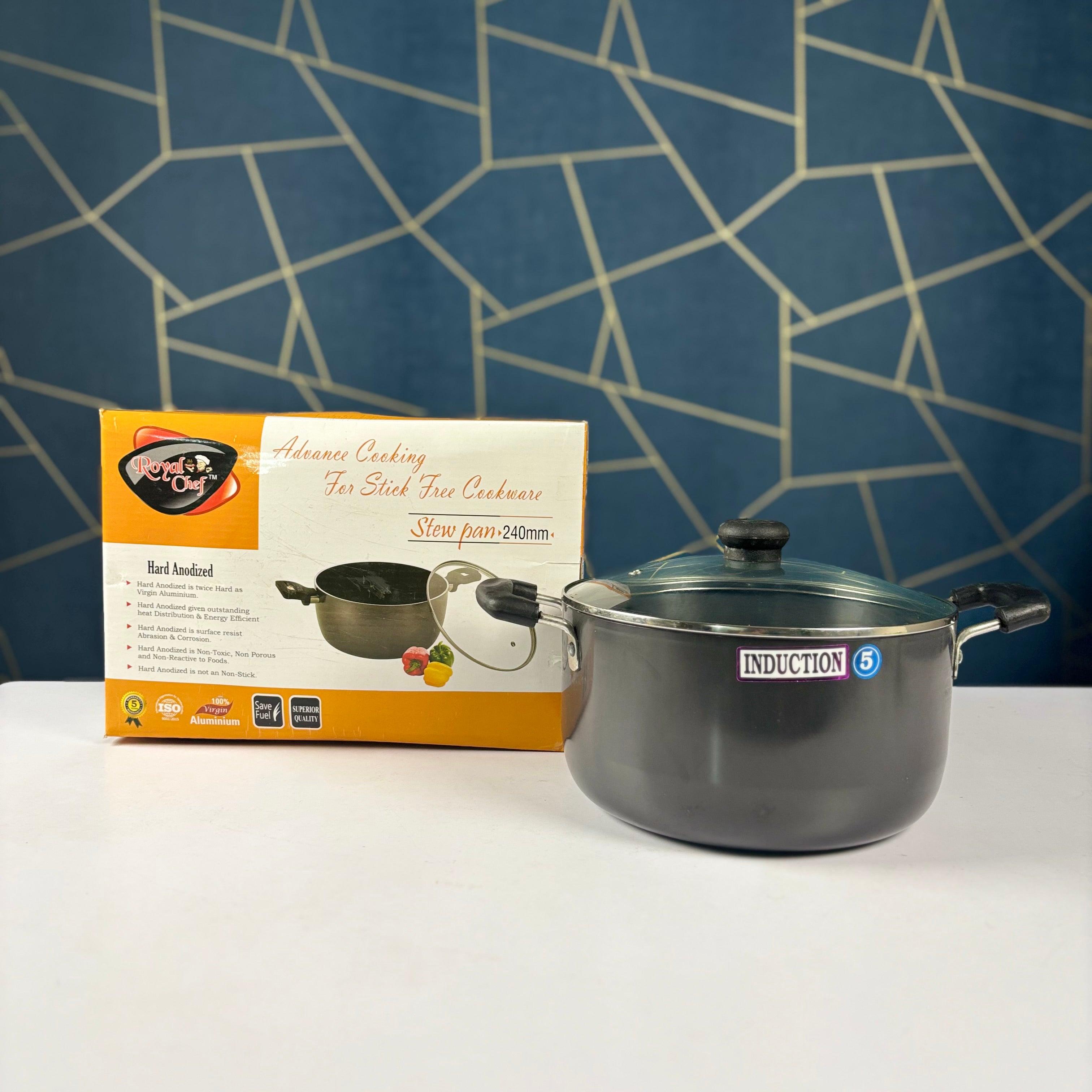 Royal Chef Hard Anodized Stew Pan with Lid 240MM