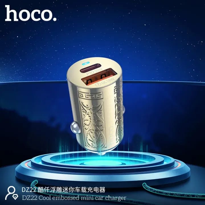 Hoco DZ22 30W Dual Port Mini Car Charger