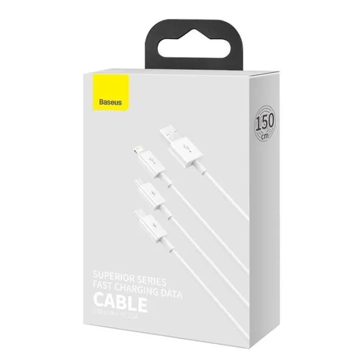 Baseus Superior Series 3-in-1 Data Cable (USB to Micro + Type-C + Lightning