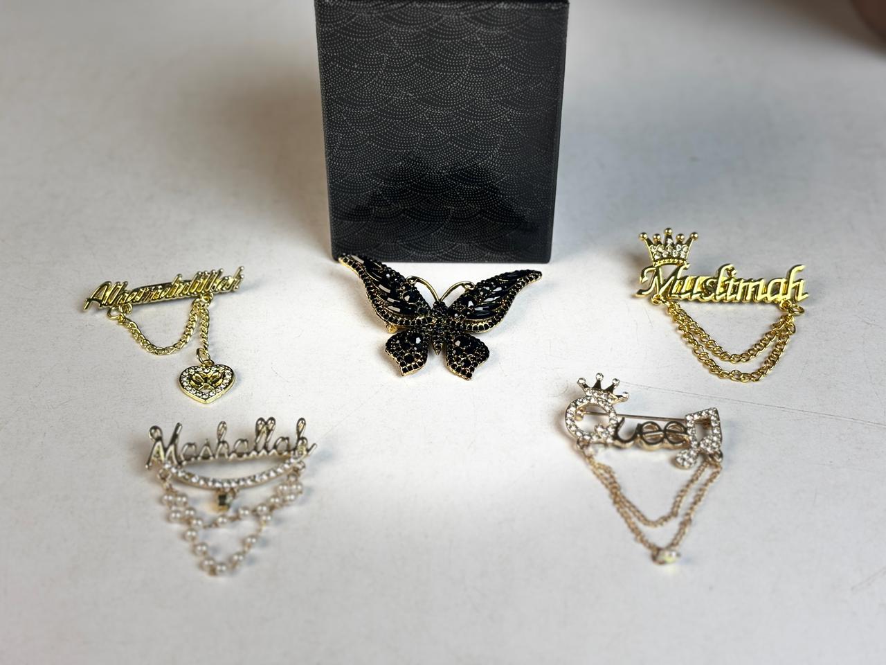 5 Pcs Brooches And Hijab Pins