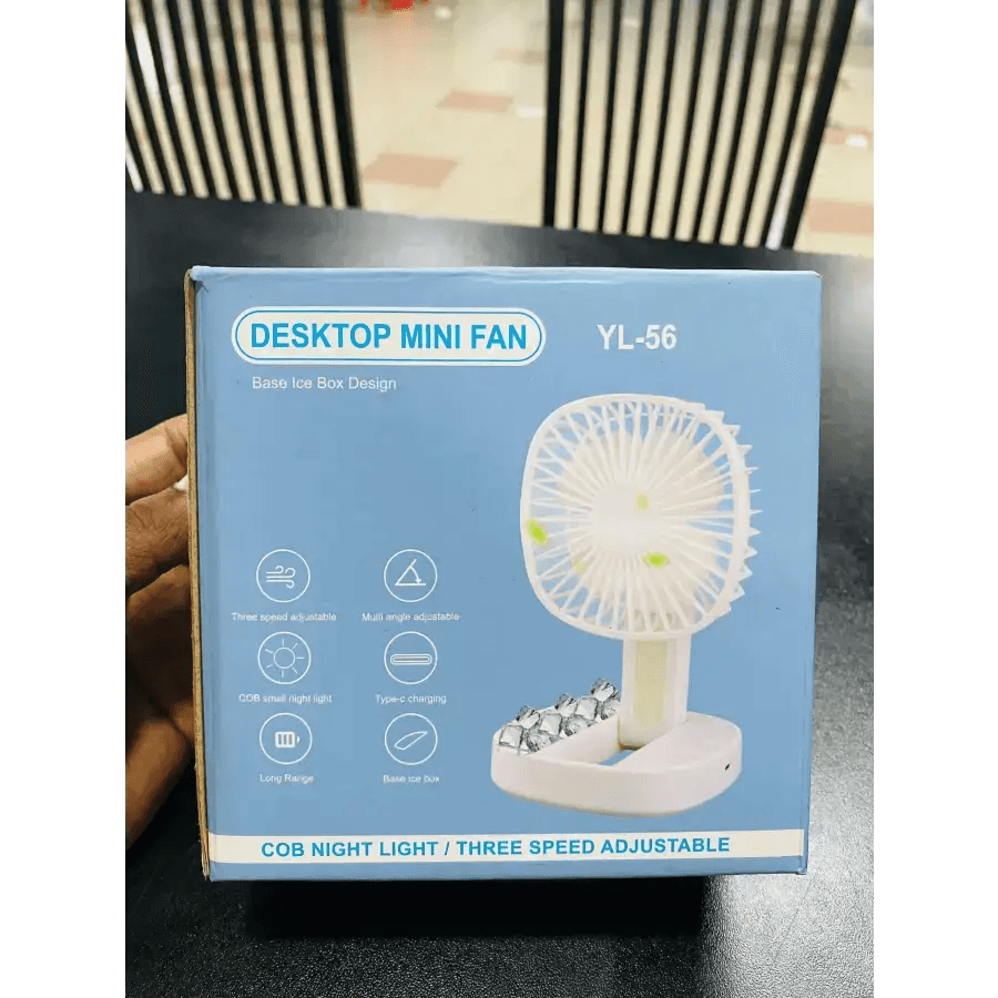 Desktop Mini Fan with light Rechargeble & C type charging port - HT Bazar