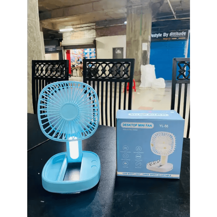 Desktop Mini Fan with light Rechargeble & C type charging port - HT Bazar