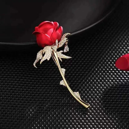 Red Rose Flower Brooches - HT Bazar
