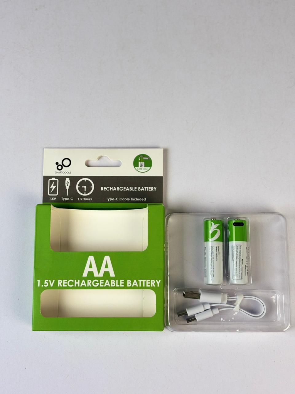দুই পিস করে Rechargeable Battery Set with Type-C Charging Cable