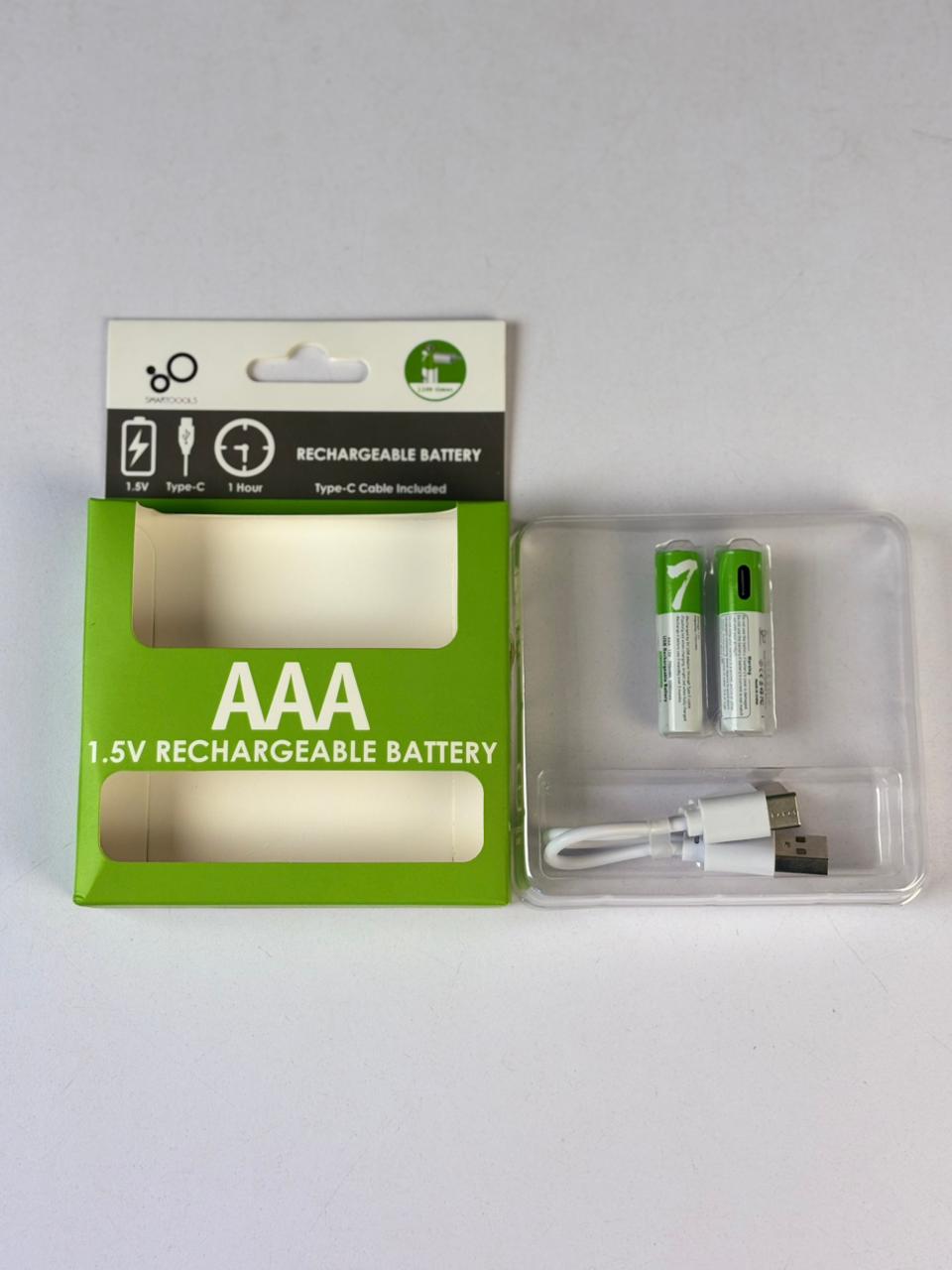 দুই পিস করে Rechargeable Battery Set with Type-C Charging Cable