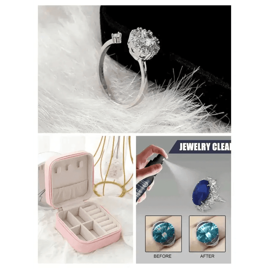 Special combo offer- jewellery organiser box, rotating butterfly ring, jewellery cleaner spray - HT Bazar