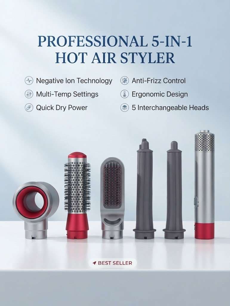 Round Volumising Brush Dryer Comb – 3 Temperature Settings