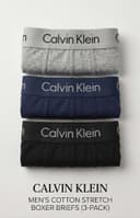 Calvin Klein Men's Cotton Stretch Boxer Briefs (3-Pack) – Black, Navy & Grey