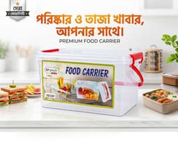 BP Plastic Portable Transparent Food Carrier Box with Handle