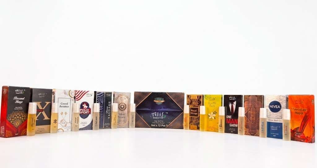 Alif Attar Premium Perfume Combo – 12 Pcs Collection