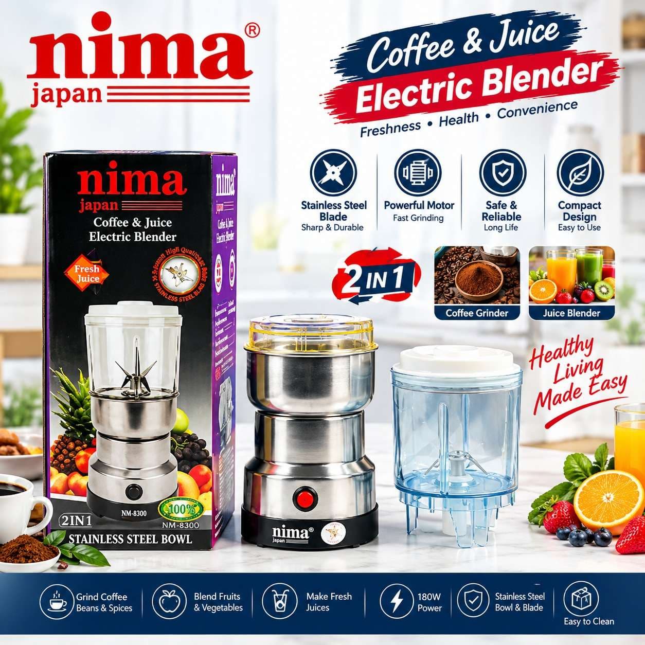 NIMA Japan Coffee & Juice Electric Blender – 3550W