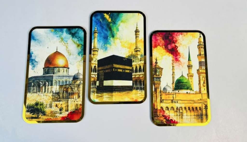 Islamic Holy Places Wall Art Print Set – Al-Aqsa, Kaaba & Prophet's Mosque (Set of 3)