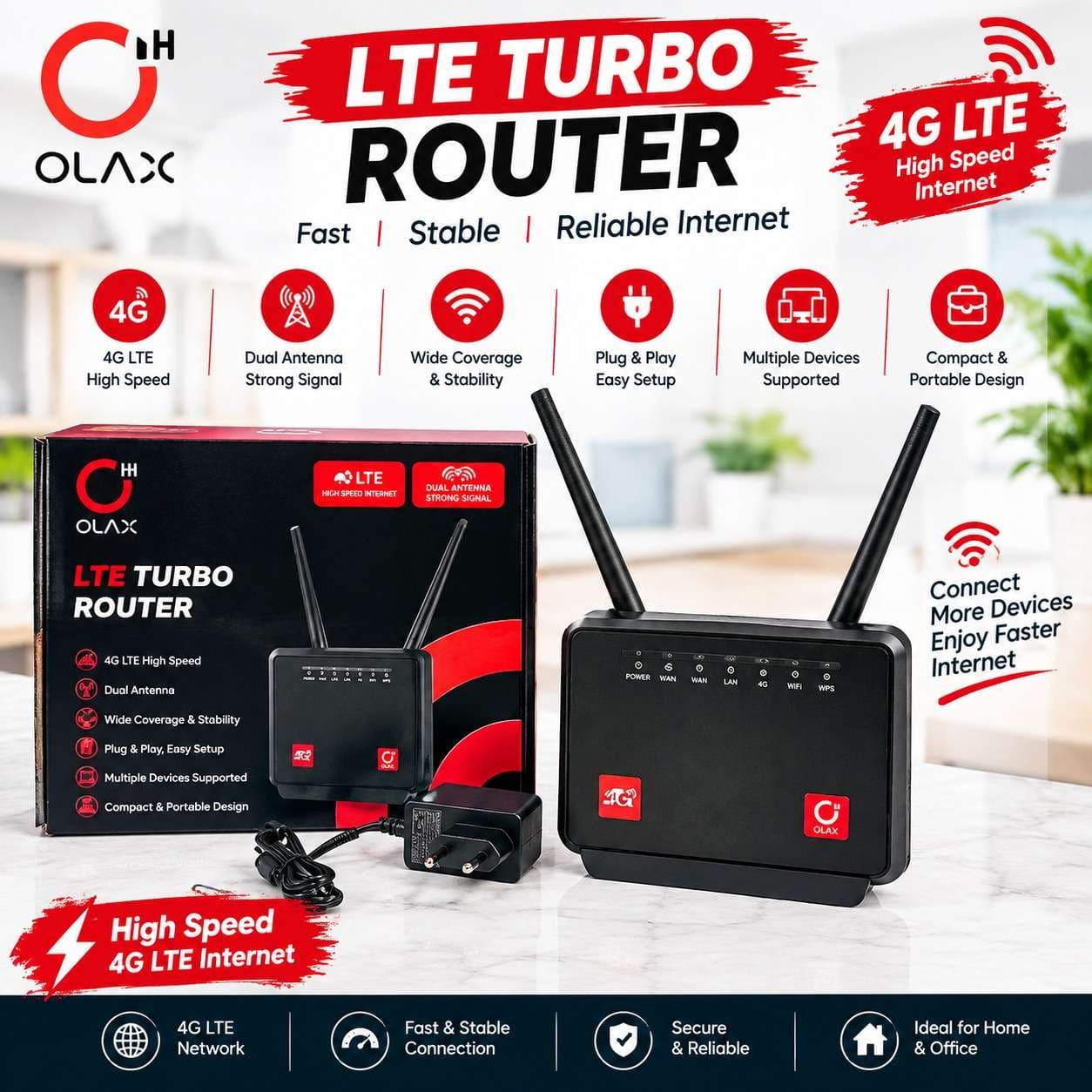 OLAX 4G LTE Turbo Router – 150Mbps 4G & 300Mbps WiFi
