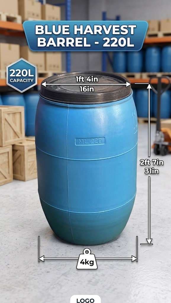 Heavy Duty 220L Plastic Water Storage Drum