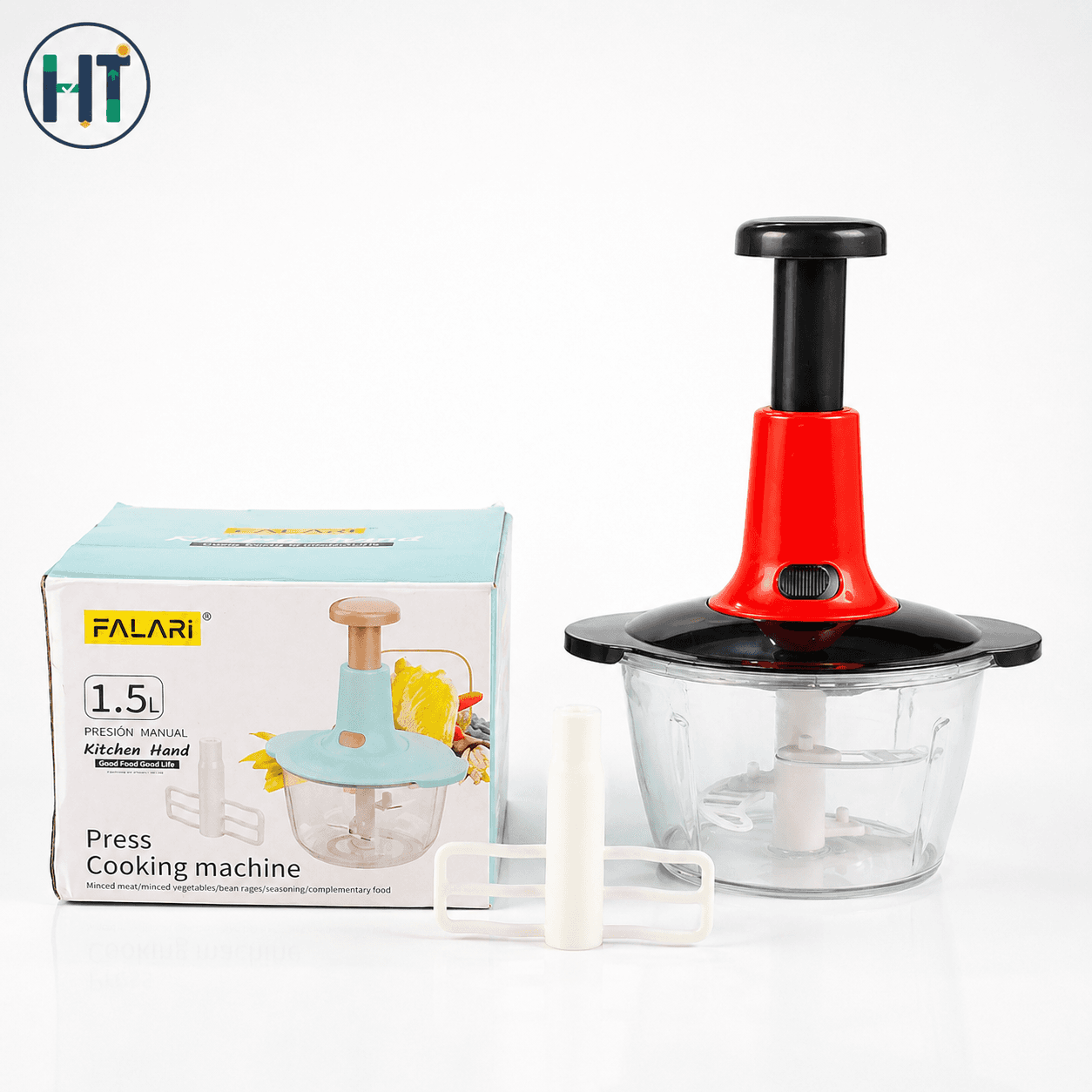 FALARI 1.5L Manual Food Chopper – Press Cooking Machine (Kitchen Hand Processor)