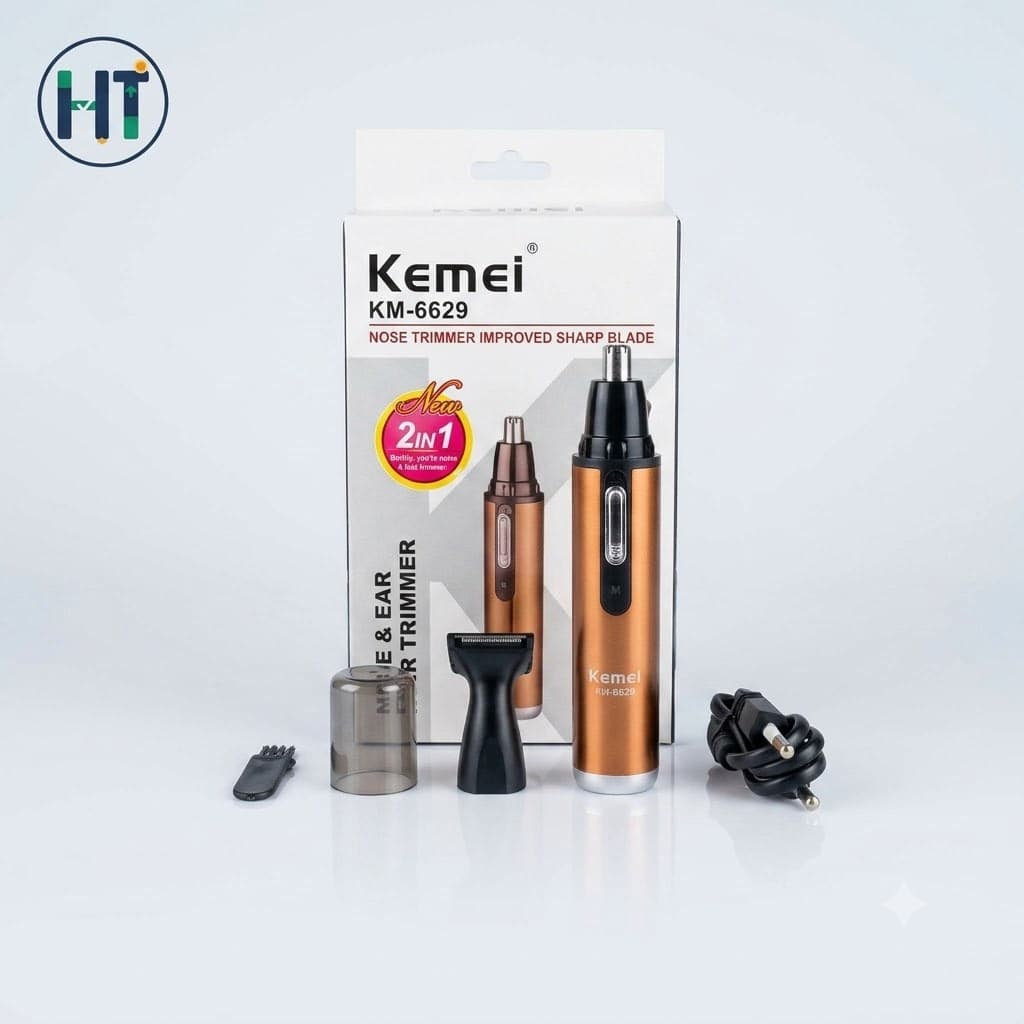 Kemei KM-6629 2-in-1 Rechargeable Nose & Ear Hair Trimmer