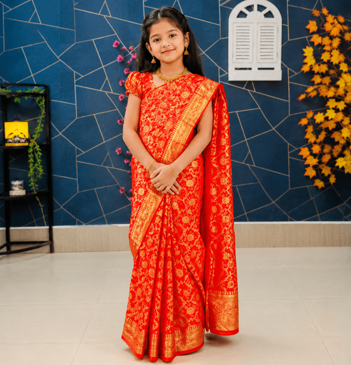 Girls Katan Saree for 6–10 Years – Premium Party Wear Kids Saree