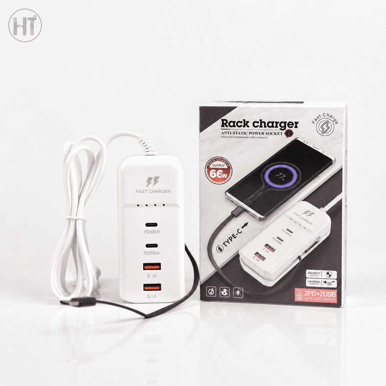 Rack Charger Anti-Static Power Socket – 4USB + Type-C Fast Charger