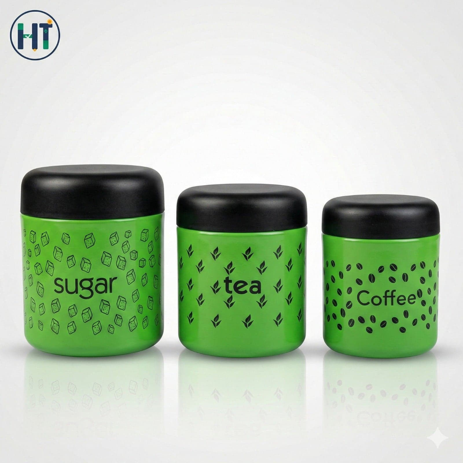 Stainless Steel Tea Coffee Sugar Jar Set (3 Pcs)