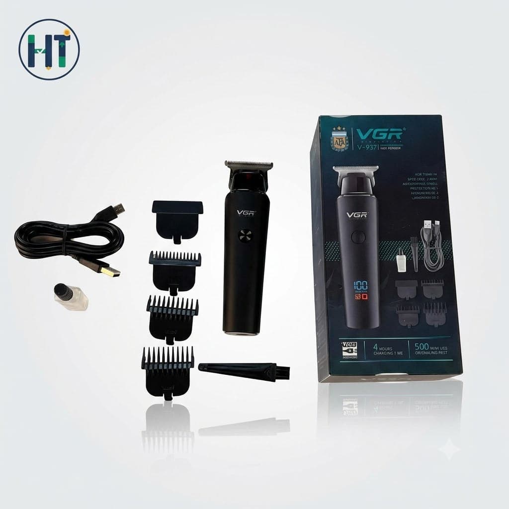 VGR V-937 Professional Hair Trimmer - Rechargeable Cordless Beard Clipper with Digital LED Display