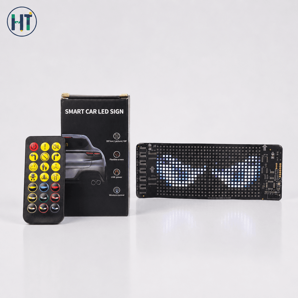 Smart Car LED Sign Display – Bluetooth Programmable Flexible Pixel Screen (18cm USB Powered)