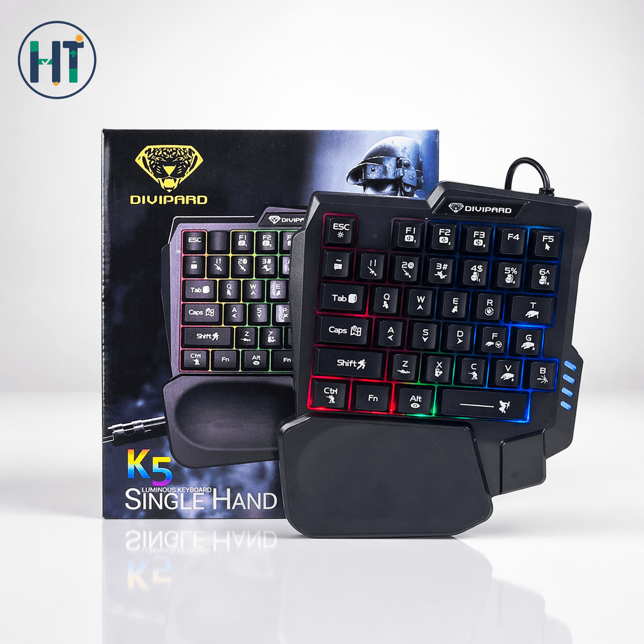 DIVIPARD K5 Luminous Single Hand Keyboard