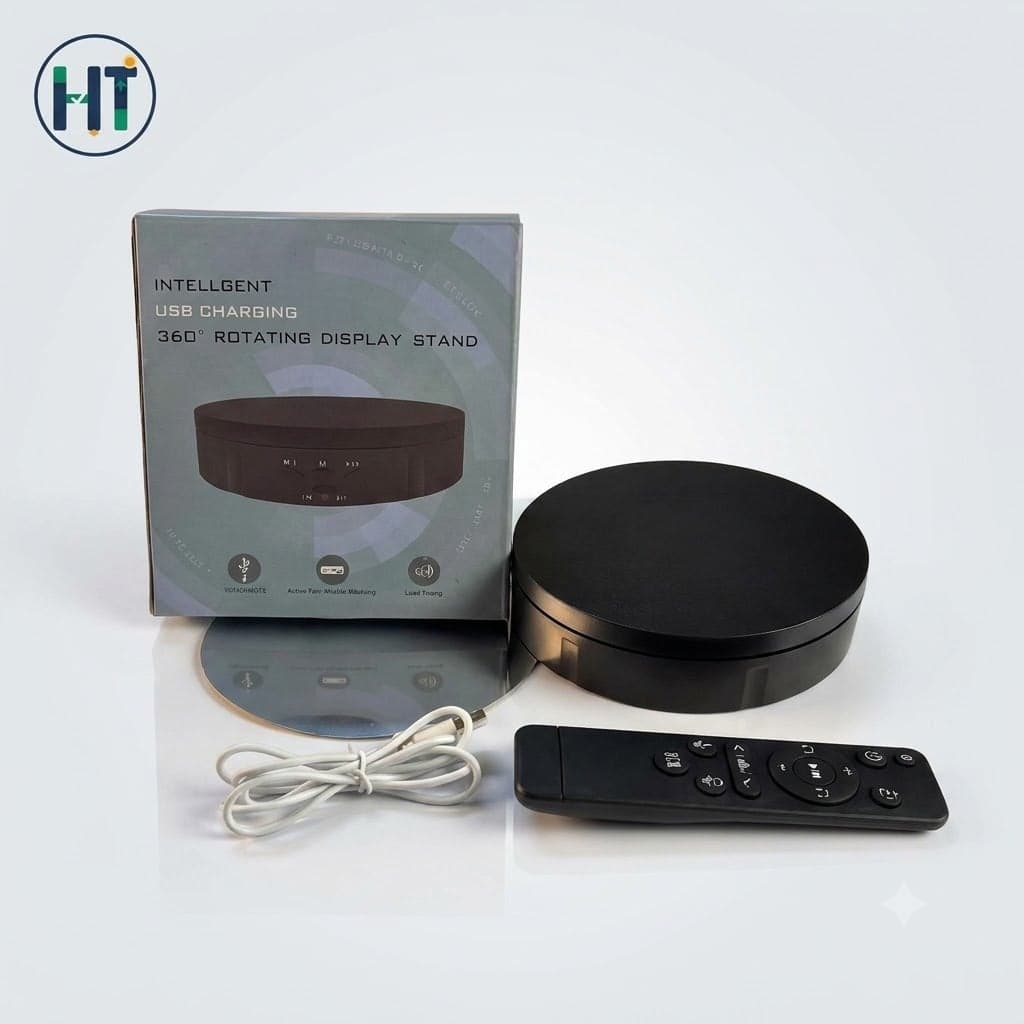 Intelligent 360° Rotating Display Stand with USB Charging & Remote Control 2