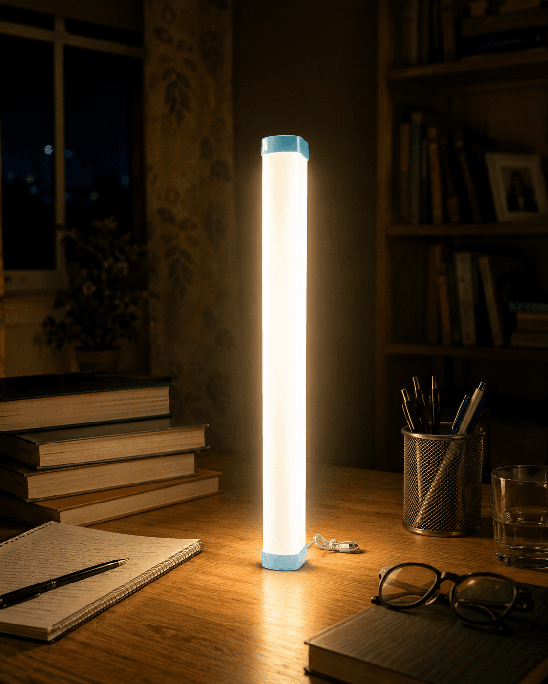 Rechargeable LED Emergency Tube Light with Magnet & 90° Swivel Hook – Type-C Charging
