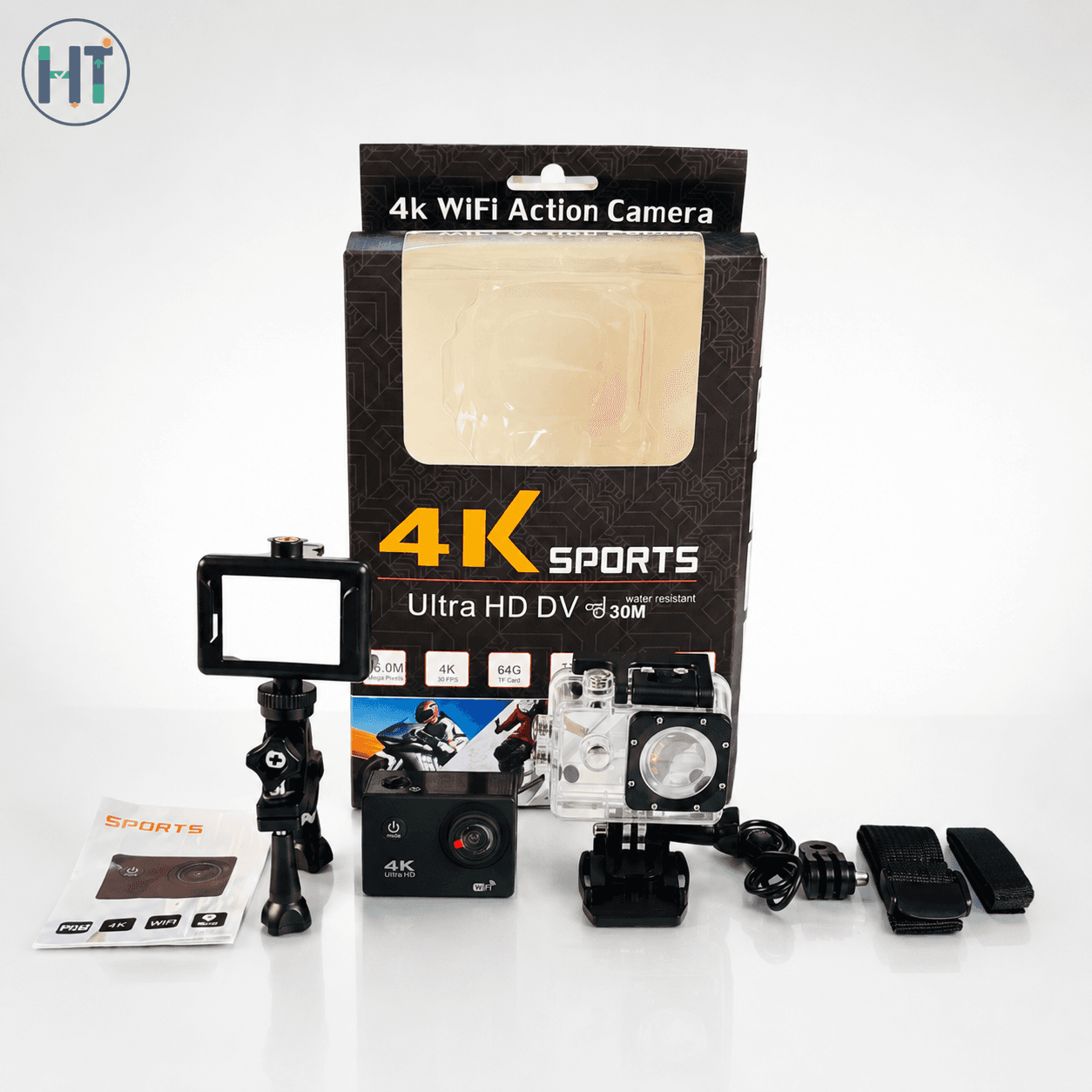 4K WiFi Sports Action Camera with 170° Wide-Angle Lens, Waterproof Case & Full Accessories Kit