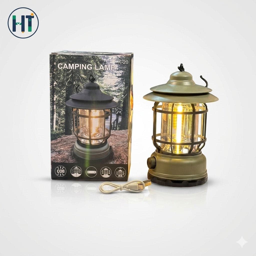 K-20 Premium Retro COB LED Camping Lamp with Rechargeable 18650 Battery