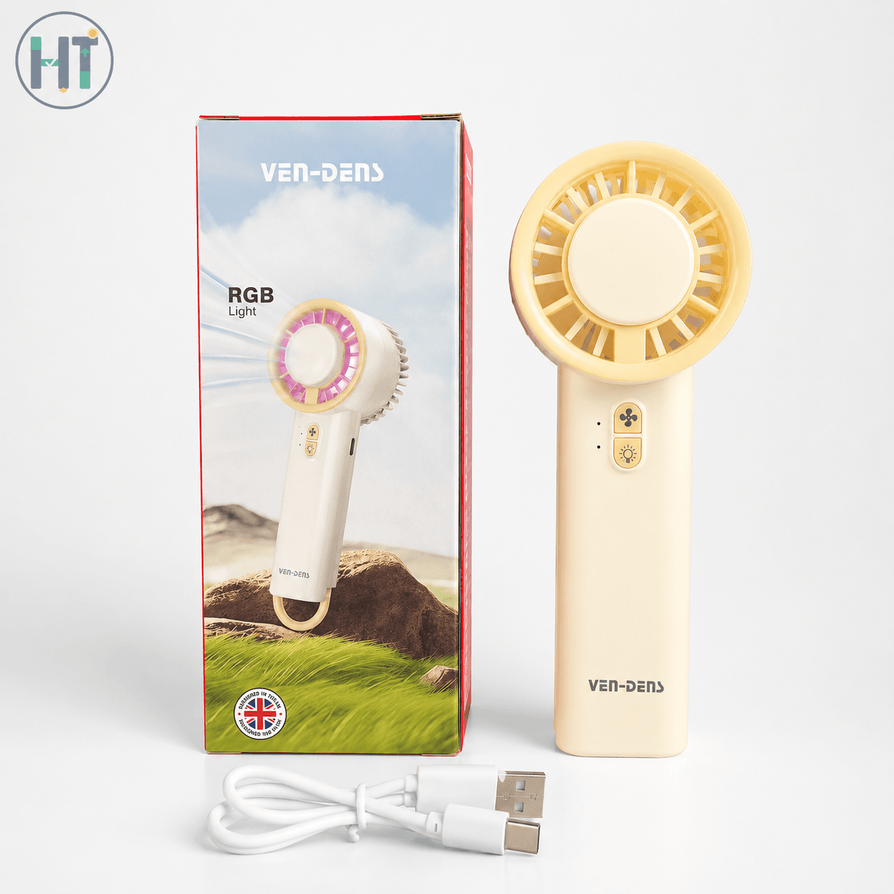 VEN-DENS RGB Light Portable Fan – White – Model VD-FAN003 2