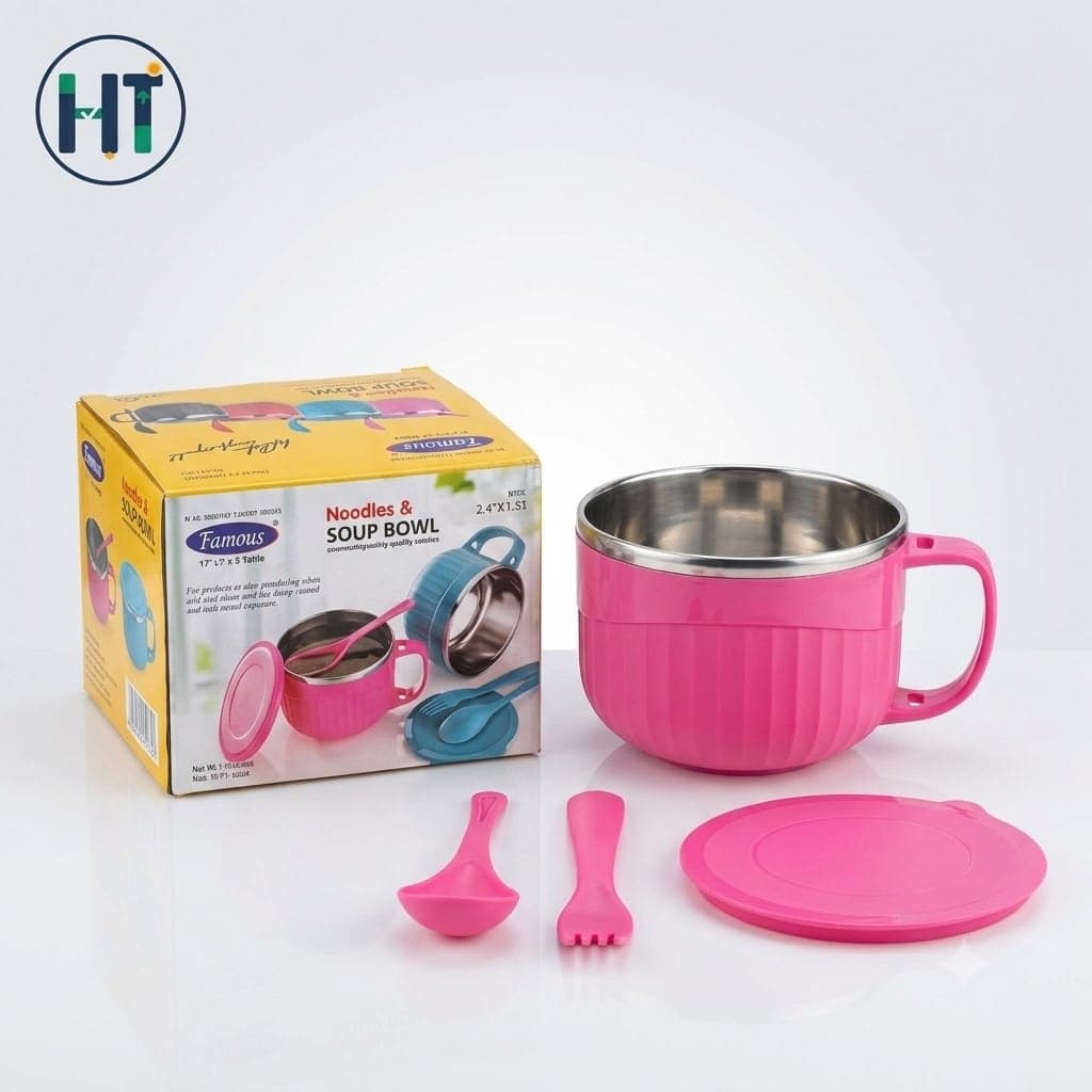 Famous Noodles & SOUP BOWL with 2 Spoons (650ml Approx) 2