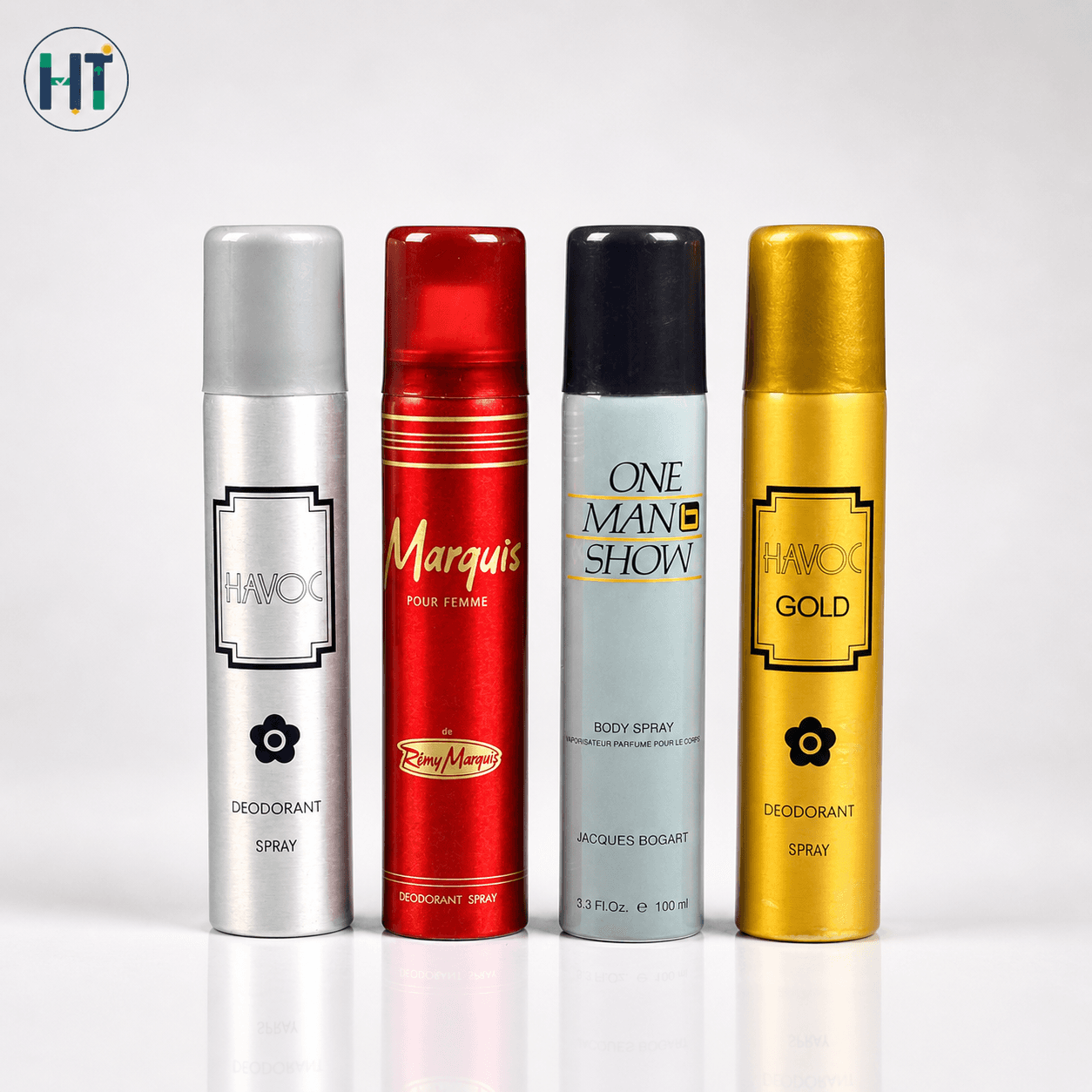 4 Pcs Premium Body Spray & Deodorant Combo Pack (Havoc, Marquis, One Man Show Collection) 100 ML