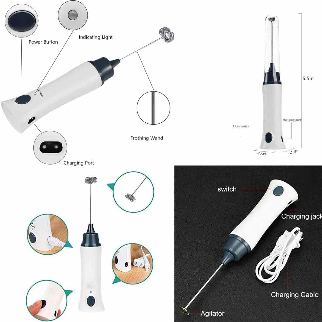 Rechargeable Coffee Foamer Egg Mixer