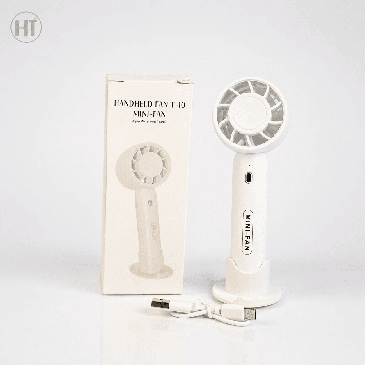 Handheld Fan T-10 Mini Fan – Portable Rechargeable USB Fan with Detachable Base