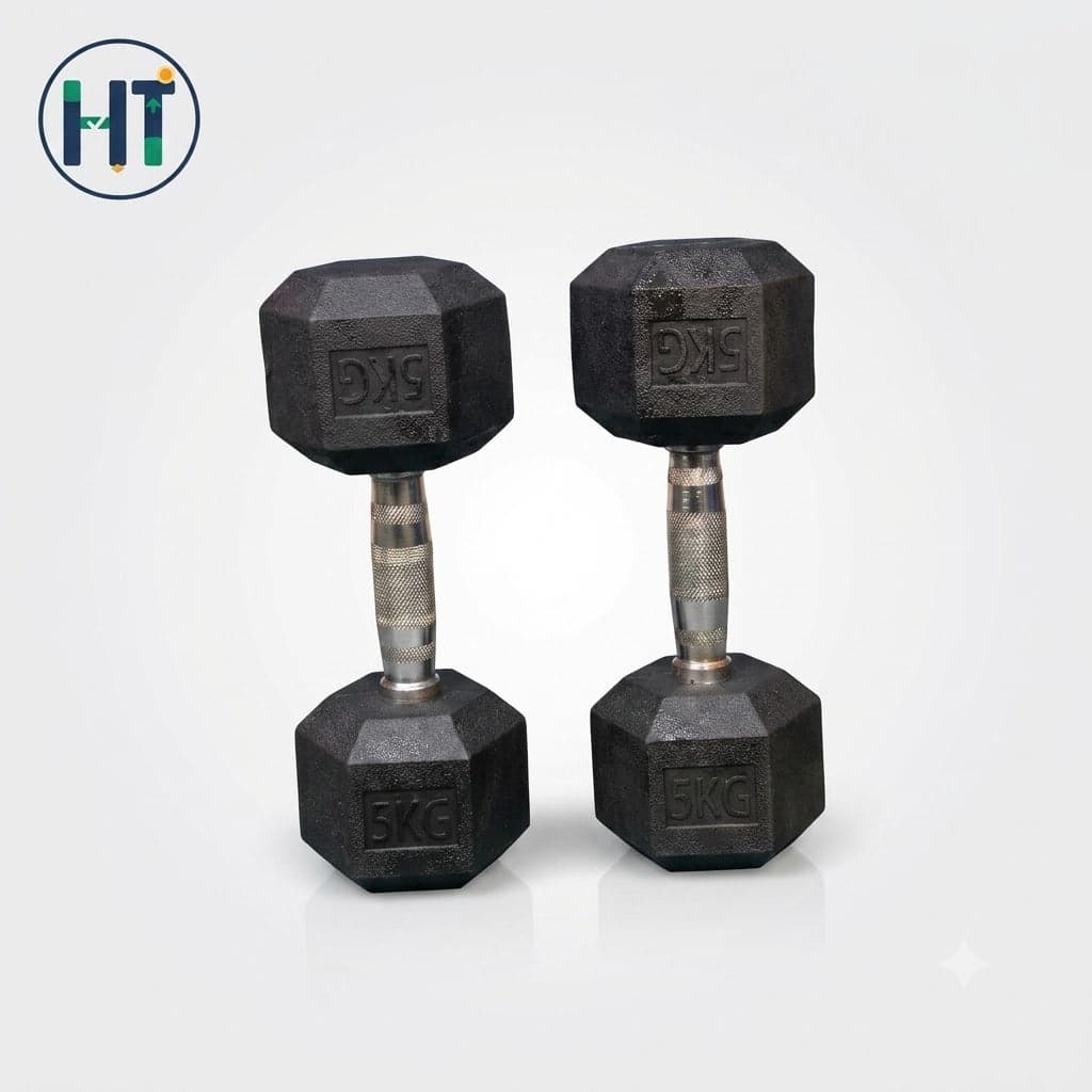 5KG Rubber Hex Dumbbell Set (Pair) 2