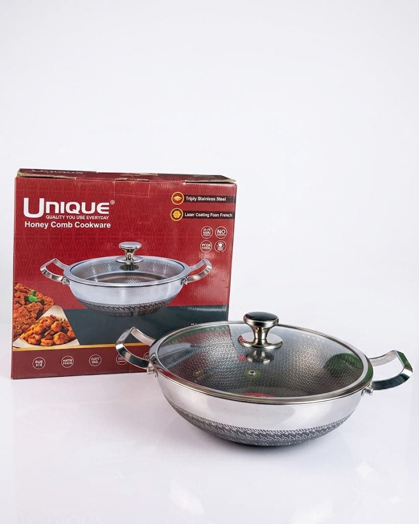 UNIQUE SUS316 Honeycomb Stainless Steel Kadai 32CM