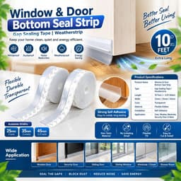 Window & Door Bottom Seal Strip – 10 Feet Weatherproof Gap Sealing Tape