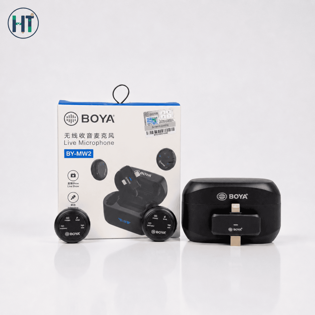 BOYA BY-MW2 Wireless Lavalier Microphone – Plug & Play Dual Mic System (20m Range, High Sensitivity)