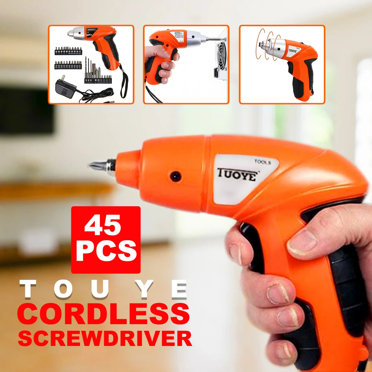 45 Pcs Cordless Screwdriver Set