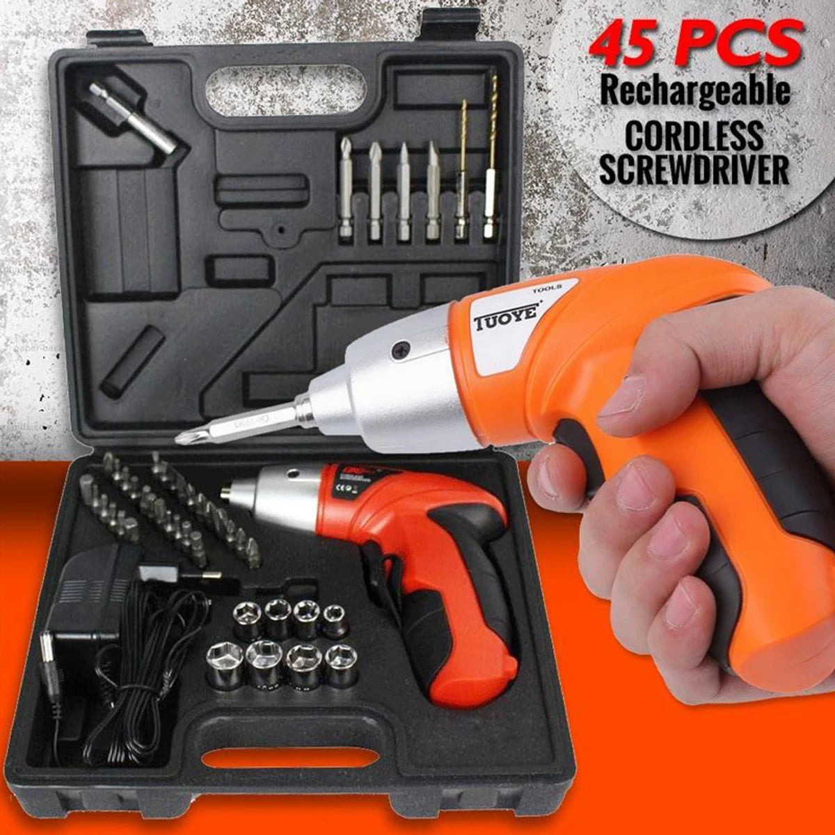 45 Pcs Cordless Screwdriver Set