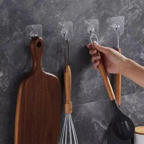 10 Pieces Transparent Hook Adhesive Bathroom Kitchen Wall Stickers -১০ পিস - HT Bazar