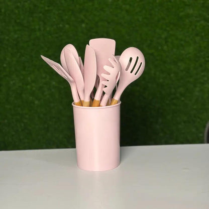 12 pcs Kitchen Spatula Set - Light Pink