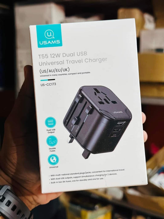12W Dual USB Universal Travel Charger - HT Bazar