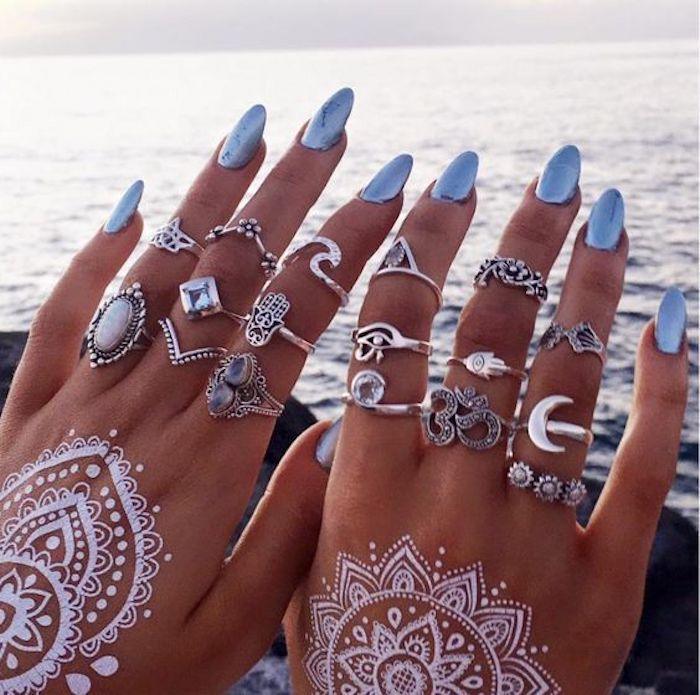 13 Pieces finger ring blue - HT Bazar