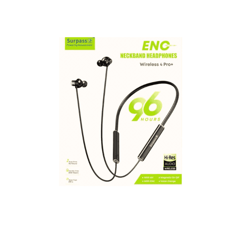 Surpass Wireless 4 Pro+ Neckband – Long Battery, ENC Calls & Voice Change